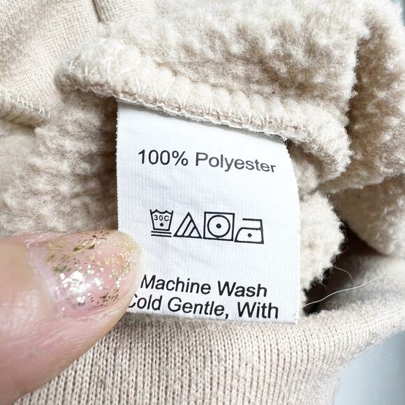 SHEIN Womens Bear Print Kangaroo Pocket Drawstring Hoodie Pullover Beige Size S - Picture 6 of 7